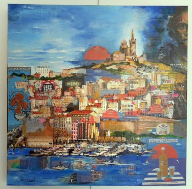 Schilderij getiteld "Marseille France" door Renée Oconel, Origineel Kunstwerk, Acryl