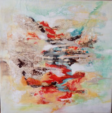 Painting titled "Le chemin rouge" by Renée Laffon Tailhan Rlt, Original Artwork