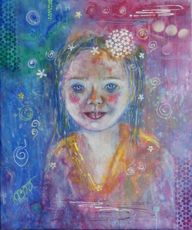 Peinture intitulée "Fleur d'Enfance" par Renée Tortet, Œuvre d'art originale, Acrylique