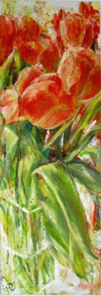 Malerei mit dem Titel "Tulpenpower" von Renée König, Original-Kunstwerk, Öl