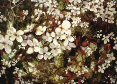 Malerei mit dem Titel "Britzer Kirschblüten" von Renée König, Original-Kunstwerk, Öl