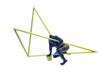 Sculpture intitulée "Blue Spider" par Reno, Œuvre d'art originale, Résine
