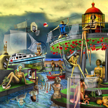 LE HAMMAM Digitale Künste mit dem Titel "LE HAMMAM" von Philippe Renou, Original-Kunstwerk, Foto-Montage