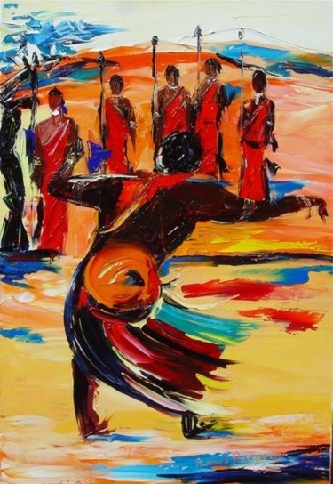 Peinture intitulée "sorcier masaï" par Renson, Œuvre d'art originale
