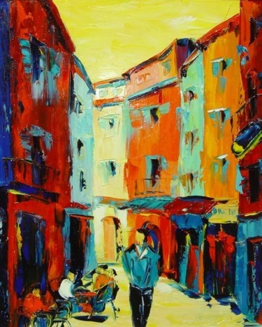 Peinture intitulée "Une rue dans Toulon" par Renson, Œuvre d'art originale