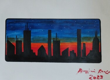 Painting titled "Skyline" by Renzo Buggiani, Original Artwork, Acrylic