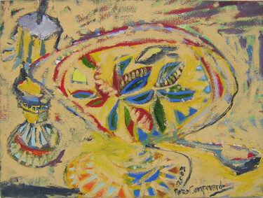 Pintura titulada "Frutero amarillo 30…" por Renzo Campoverde, Obra de arte original, Oleo