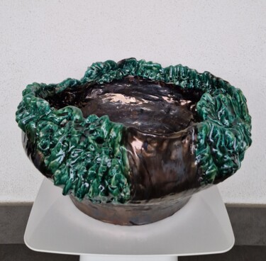 Skulptur mit dem Titel "VASO CERAMICA WORK…" von Renzo De Liberali, Original-Kunstwerk, Keramik