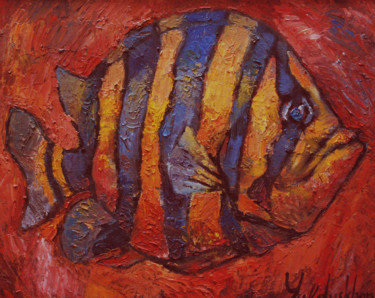 Pittura intitolato "The Number One Fish" da Yulduskhon, Opera d'arte originale, Olio
