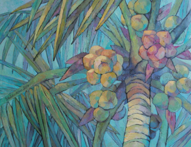 Painting titled "Coconuts" by Yulduskhon, Original Artwork, Oil
