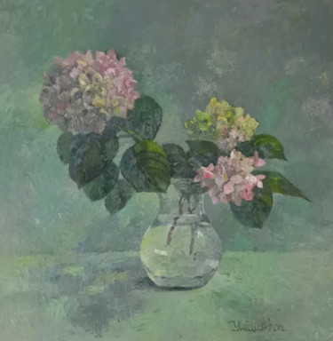 Pintura titulada "Hydrangea" por Yulduskhon, Obra de arte original, Oleo