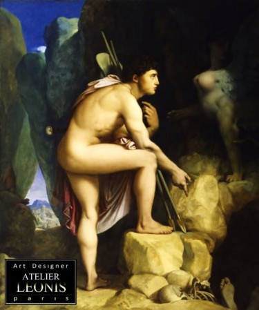 Painting titled "oedipe et le sphinx…" by Atelier Leonis, Original Artwork