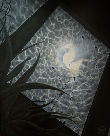 Painting titled "Waking dreams" by Michael Reshetniak, Original Artwork, Oil Mounted on Wood Stretcher frame