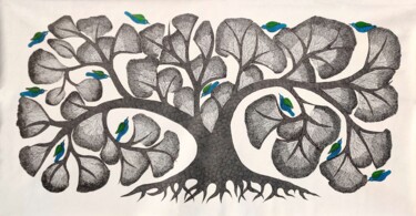 Malerei mit dem Titel "Tree Of Life" von Reshma Shyam, Original-Kunstwerk, Acryl