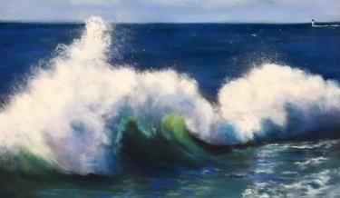 Dessin intitulée "Grande vague" par Résy, Œuvre d'art originale, Pastel