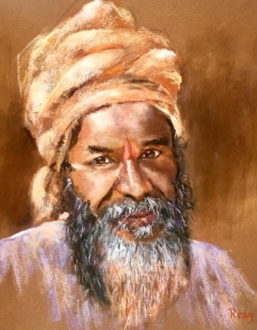 Drawing titled "Sage" by Résy, Original Artwork, Pastel