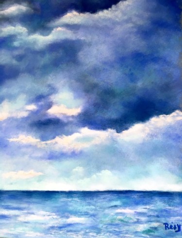 Dessin intitulée "Sérénité marine" par Résy, Œuvre d'art originale, Pastel