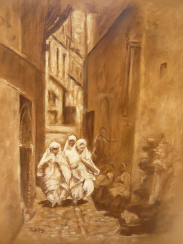 Dessin intitulée "Trois femmes dans l…" par Résy, Œuvre d'art originale, Pastel