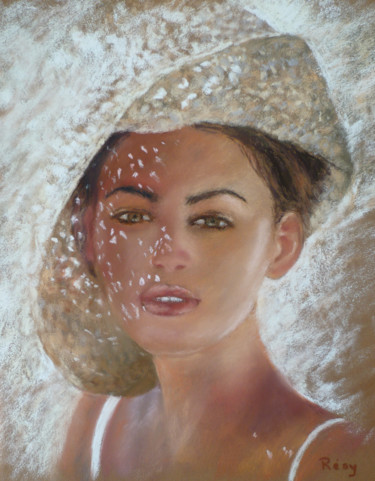 图画 标题为“femme au chapeau de…” 由Résy, 原创艺术品, 粉彩