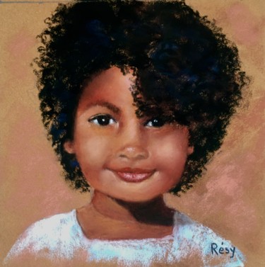 Dessin intitulée "sourire coquin" par Résy, Œuvre d'art originale, Pastel