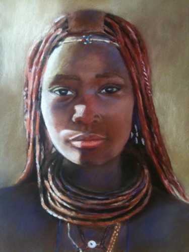 Dessin intitulée "Namibienne" par Résy, Œuvre d'art originale, Pastel