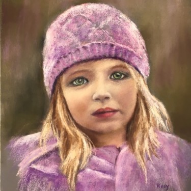 Drawing titled "Petite fille aux ye…" by Résy, Original Artwork, Pastel