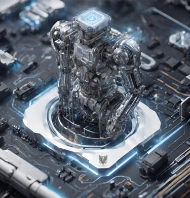 Цифровое искусство под названием "ROBOT AI. MINI ROBOT" - Reskatorsilver, Подлинное произведение искусства, Цифровая печать