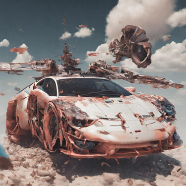 Digitale Kunst mit dem Titel "SURREAL CAR" von Reskatorsilver, Original-Kunstwerk, Digitaldruck