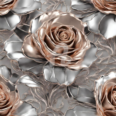 Digitale Kunst getiteld "Roses rose gold" door Reskatorsilver, Origineel Kunstwerk, Digitale afdruk