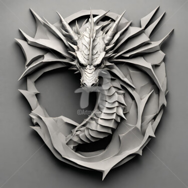 Digital Arts titled "Dragon Crest" by Reskatorsilver, Original Artwork, Digital Print