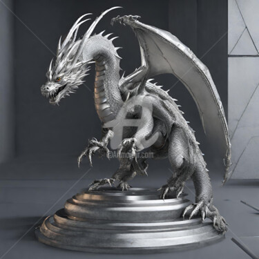 Artes digitais intitulada "Silver Dragon" por Reskatorsilver, Obras de arte originais, Impressão digital