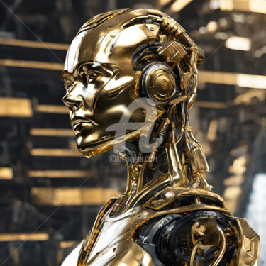 Arts numériques intitulée "I am a golden robot" par Reskatorsilver, Œuvre d'art originale, Impression numérique