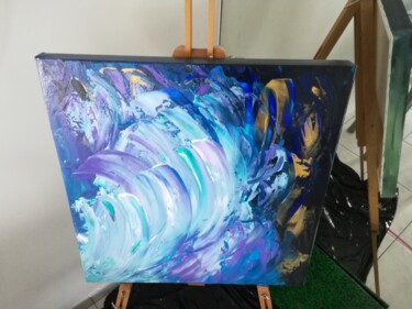 Pintura titulada "vagues de bleu" por Résonance, Obra de arte original, Acrílico