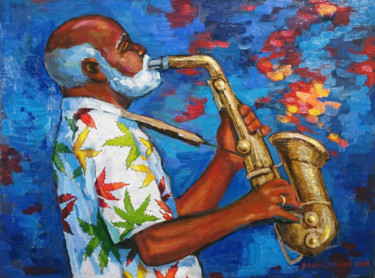 Картина под названием "Музыка Джаза" - Andro Khani, Подлинное произведение искусства, Масло