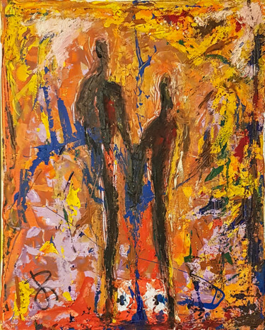 Painting titled ""Couple". Semi-Abst…" by Retne, Original Artwork, Acrylic