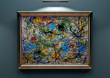 Malerei mit dem Titel "Jackson Pollock Abs…" von Retne, Original-Kunstwerk, Emaille