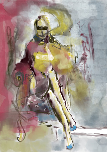 Gravures & estampes intitulée "Abstract - Sitting…" par Retne, Œuvre d'art originale, Peinture numérique