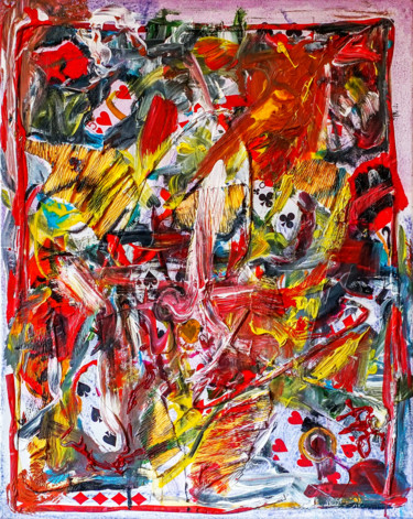 Pintura titulada "Playing Cards Color…" por Retne, Obra de arte original, Acrílico Montado en Bastidor de camilla de madera