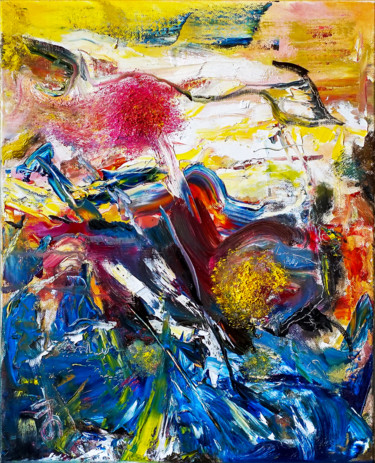 Painting titled "Colorful Abstract E…" by Retne, Original Artwork, Oil