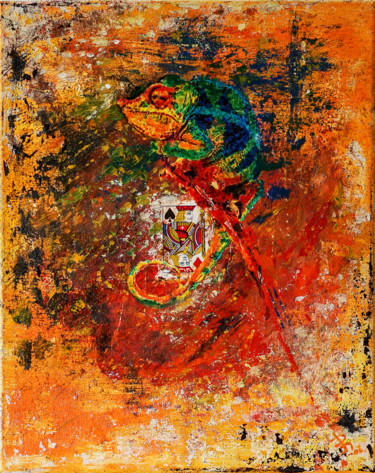 Schilderij getiteld "-Chameleon Adaptati…" door Retne, Origineel Kunstwerk, Acryl