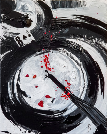 Pittura intitolato "Black White Abstrac…" da Retne, Opera d'arte originale, Smalto
