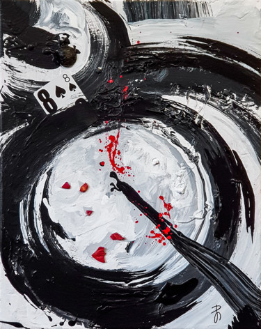 Black White Abstract gestural painting - 8 - Painting titled "Black White Abstrac…" by Retne, Original Art, Enamel