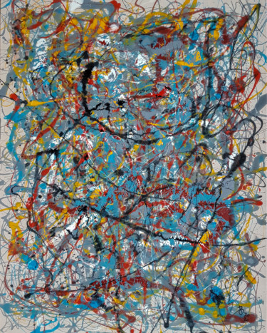 - Upheaval - Style of JACKSON POLLOCK Malerei mit dem Titel "- Upheaval - Style…" von Retne, Original-Kunstwerk, Emaille