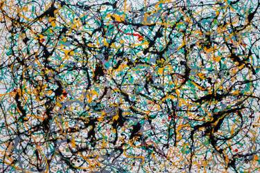 Animo N-4. (H)110x(W)160 cm. Style of JACKSON POLLOCK Painting titled "Animo N-4. (H)110x(…" by Retne, Original Art, Enamel