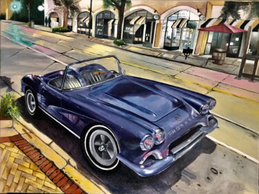 绘画 标题为“Corvette 1960” 由Renel Gómez, 原创艺术品, 油