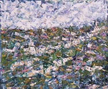 Painting titled "shomron village" by Reuven Dattner, Original Artwork