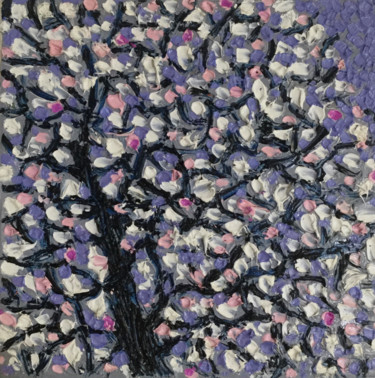 Painting titled "blooming tree" by Reuven Dattner, Original Artwork, Oil