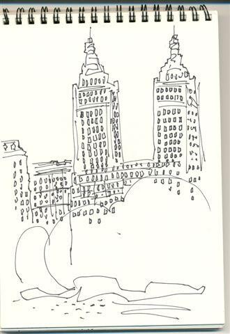 Dibujo titulada "new york" por Reuven Dattner, Obra de arte original