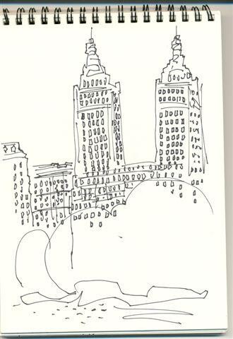 Dessin intitulée "new york" par Reuven Dattner, Œuvre d'art originale