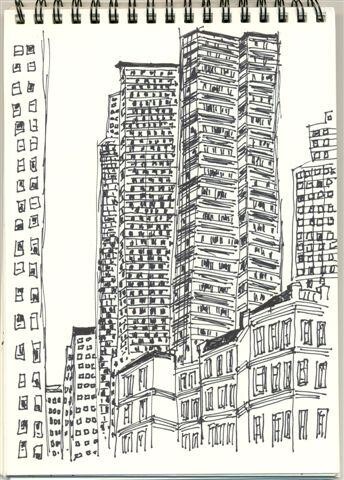 Рисунок под названием "new york" - Reuven Dattner, Подлинное произведение искусства